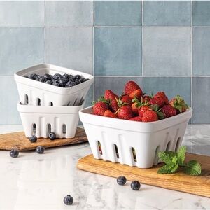 White Ceramic Berry Baskets - Set of 2